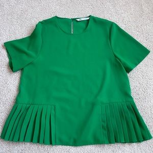 ZARA - Size XL - Green Pleated Tunic Top - Excellent Condition